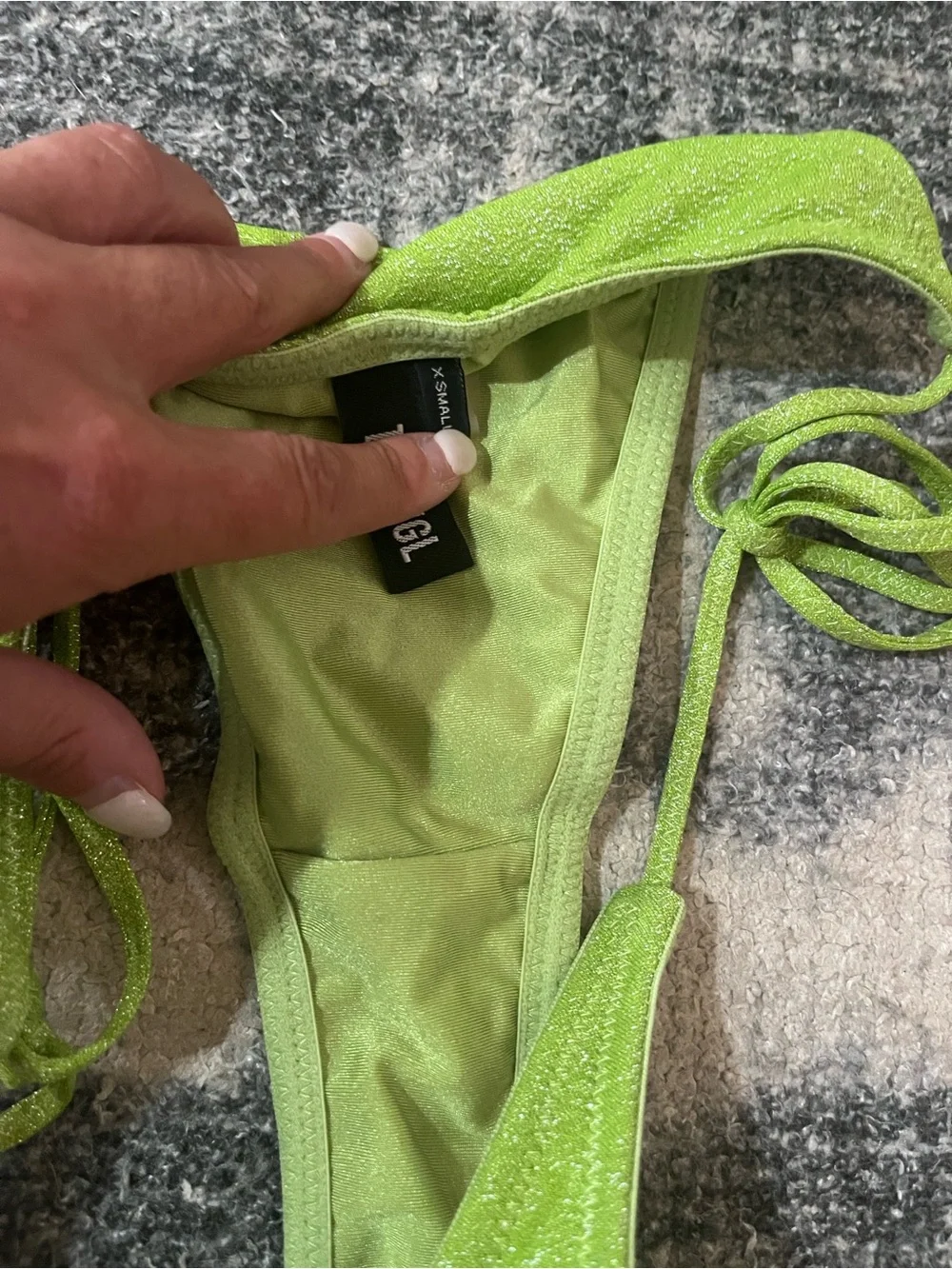 triangl swimwear Lime Green Shimmer Bikini Set in color palm